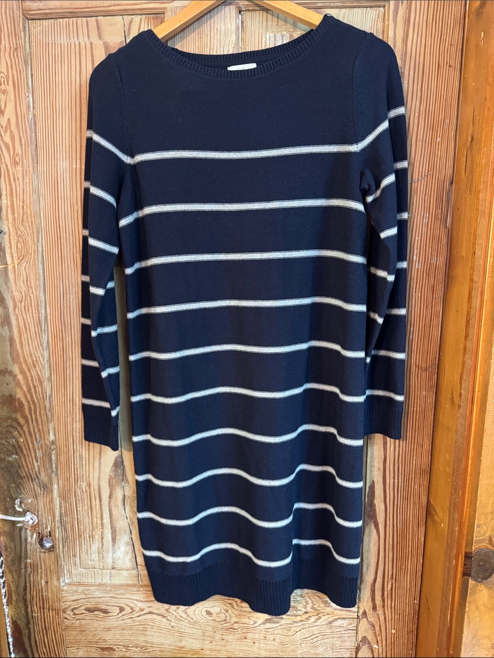 J Jill Navy Stripe NWT Long-Sleeve Knit Dress XS